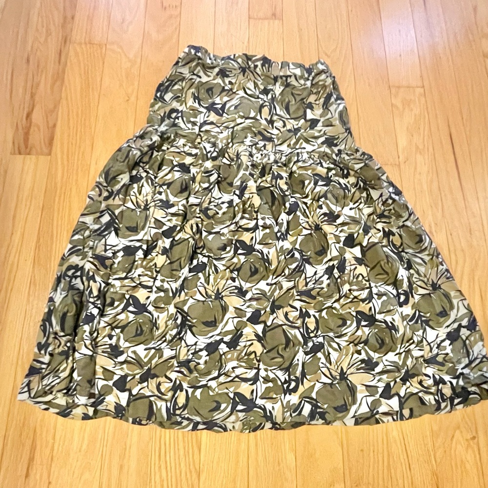 Vintage 80s Green and Black Full Skirt